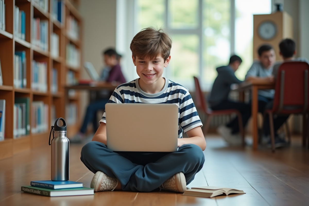 Adolescent assis sur le sol d