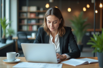 Femme d affaires travaillant sur un logiciel d automatisation au bureau