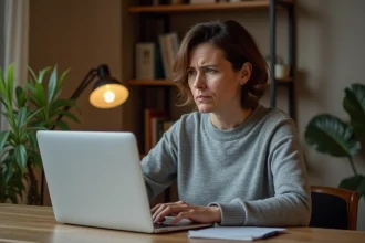 Femme devant un MacBook Pro affichant une erreur de plugin Silverlight sur macOS