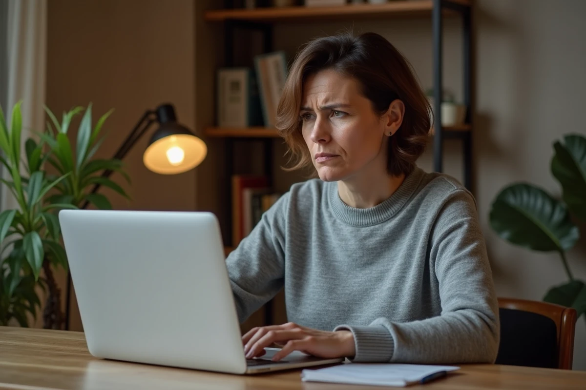 Femme devant un MacBook Pro affichant une erreur de plugin Silverlight sur macOS