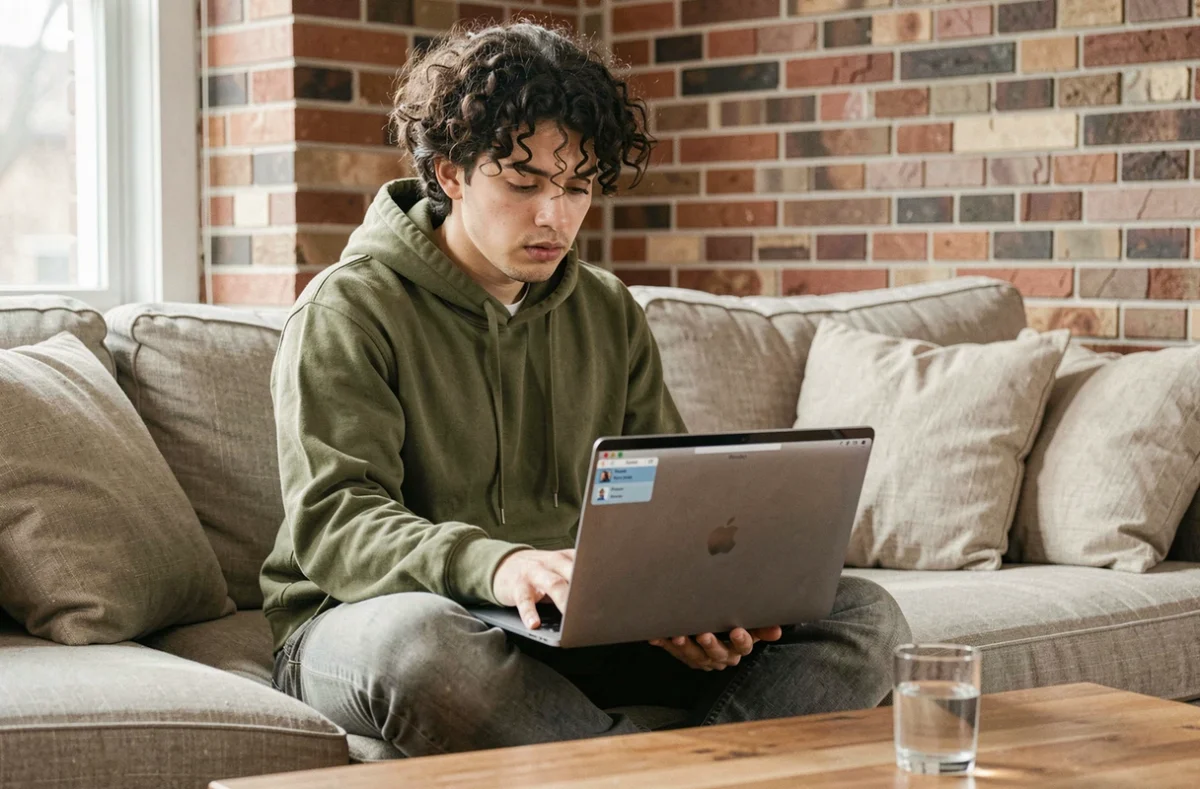 Jeune personne forçant la fermeture d'une application sur MacBook Air via la fenêtre Forcer à quitter pour maintenir un Mac sain et performant