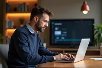 Homme dâgé en tenue casual gère ses comptes en ligne