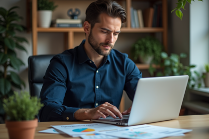 Homme professionnel compare des infographies VPN