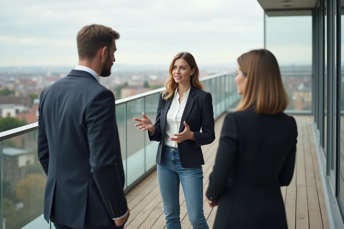 Jeune femme présentant ses idées en extérieur