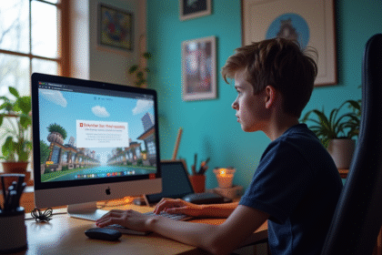 Jeune gamer stressé devant un écran avec erreur 429 Roblox