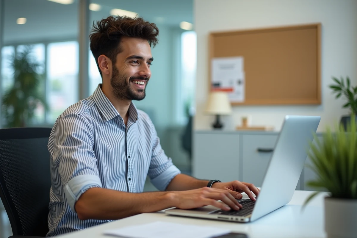 Jeune homme vérifiant sa connexion webmail dsden 28